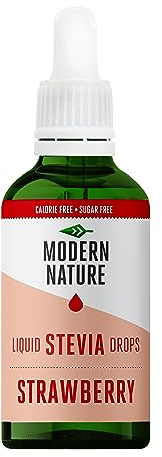 Modern Nature Edbeer Stevia Flüssig - Flavour Drops - Stevia Zucker - Stevia Drops Süßstoff - Liquid Aroma Geschmacks Tropfen Sirup Zuckerfrei Ohne Kalorien Alternative Süßungsmittel für Wasser 100ml