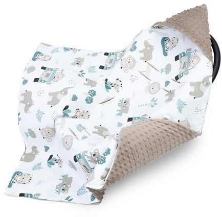 Einschlagdecke Babyschale Baby Decke 90x90 cm - Fußsack Blanket für Kinderwagen und Autositz Ganzjahres für Neugeborenen und Kleinkinder Einschlagsdecken für 3 und 5 Punkt Gurt Minky Oeko-Tex