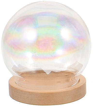 BESPORTBLE Eternal Flower Cover Glass Dome Preserved Flower Decor Diy Craft Showcase Glass Display Domes Wood Base Space Decor
