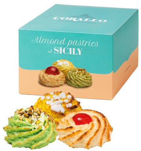 Paste di Mandorla Siciliane | Scrigno Idea regalo paste mandorla | Dolci Siciliani Artigianali Freschi | 16 Biscotti pasta di mandorle assortiti in tre gusti: Pistacchio, Limone e Classico