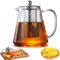 Teiera con filtro e coperchio, 1300 ml, teiera in vetro borosilicato, teiera in vetro con filtro rimovibile, teiera in vetro, resistente al calore per tè sfuso, tè alla frutta, tè profumato