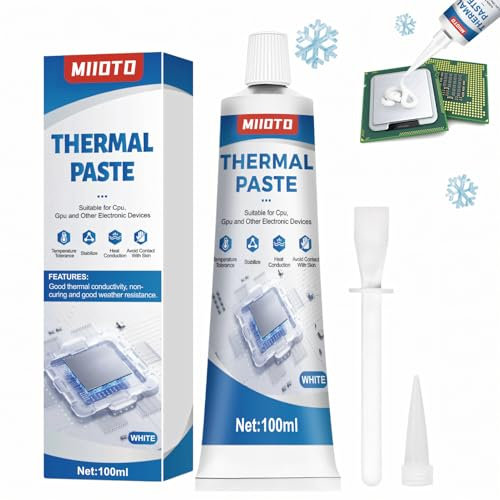 Miioto Kühlpaste, 200g Kühlpaste CPU, CPU Wärmeleitpaste, Beständig Gegen Hohe und Niedrige Temperaturen, Geeignet zur Kühlung Von Komponenten wie Kühlschrank, CPU, Gpu, Speicher - (Weiß)
