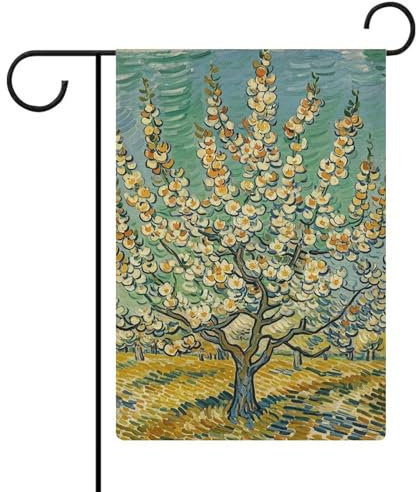 Drapeau de jardin de bienvenue en fleurs d'abricotiers, drapeau de jardin, 32,6 x 47,5 cm, drapeau de cour à suspendre pour décoration extérieure de maison, pelouse, porche