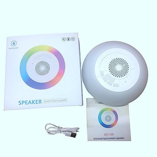 Eighosee Altavoz de Ducha Impermeable Bluetooth BañO Radio FM RGB 5W Caja de Altavoces Bluetooth con MicróFono en el Agua