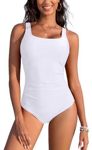 SHEKINI Push Up Bañador de Una Pieza para Mujer Traje de baño de Una Pieza con Aros Bañador Mujer Sexy(L, Blanco)