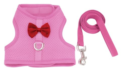 Harnais Laisse Lapin Réglable, Gilet Marche Lapin en Maille Respirante, Gilet Nœud Papillon Formel pour Lapin Chaton Cochon d'Inde Chinchillas