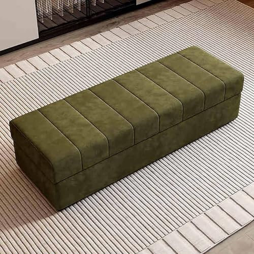 Panca per scarpe da ingresso con cuscino e vano portaoggetti, in legno, con grande baule, per soggiorno o camera da letto, verde, 80 x 45 x 43 cm