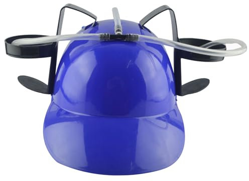 Pineeseatile Trinkhelm - Trinkhut mit Dose Halter und Stroh, lustiger Hut für Bier Soda Party Fußballspiele Neuheit Geschenk Blau, Bierhut - Trinkhut trinken