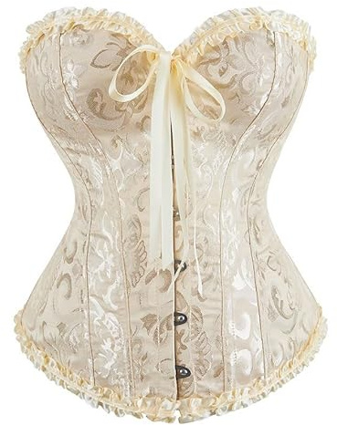 Shyllin Damkorsett med full byst, korsett-topp, vintagekläder, figurformande body, perfekt för halloween, karneval, julfester och baler, aprikos, L