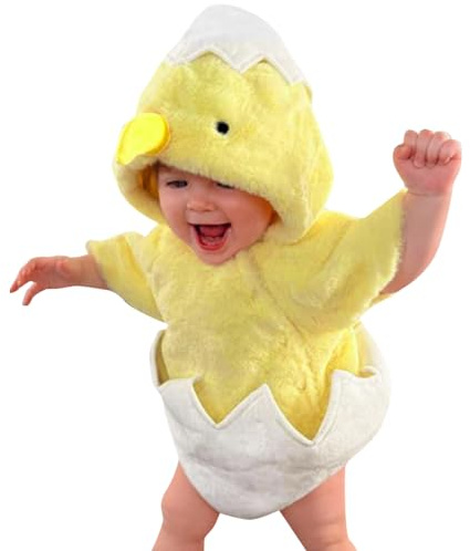 Disfraz Bebe Pollito Cáscara, Body Pollo Bebé, Mono Recién Nacido, Bodies de Gallina de Animados de Lana con Capucha, Disfraces Huevo Cosplay Pascua Ropa de Fotografia para Niña Niño (3 - 6 meses)