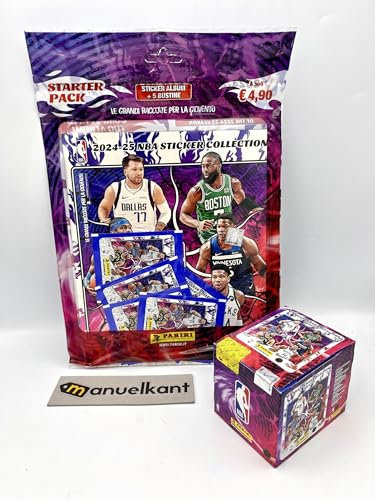 manuelkant Starter Album + Scatola Box 36 bustine per la raccolta di figurine NBA Sticker Collection 2024 2025