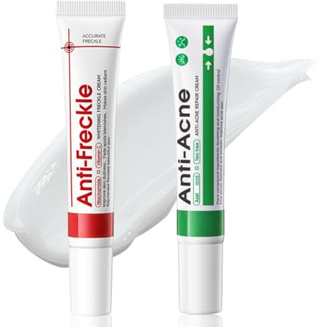 2PCS Anti-Freckle & Anti-Acne Face Cream Set – Dark Spot Corrector and Spot Treatment Cream – Brightening, Hydrating & Blemish Care for Clear Skin Facial Moisturizer with Vitamin C, Salicylic Acid