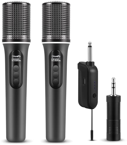 Wireless Microphones, 5-level Volume Adjustment, Dual Handheld Dynamic Mic with Dynamic Ambient Lighting,Ultra-Stable Rechargeable Receiver,40H Duration, 200ft Range,Karaoke Microphone for Singing
