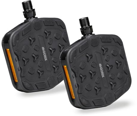GORIX Bicycle Flat Pedals Reflector Wide Non-Slip Durability Resin Road Mountain Bikes (GX-NONSLIP713)