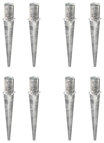 Alberts Set di 8 manicotti a terra | per pali di tronchi | zincato a caldo | Ø 141 mm | lunghezza totale 750 mm