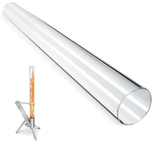 CTSC Tubo di vetro per riscaldatore da patio, 100 cm x 8 cm, tubo di vetro per stufa a pellet di legno