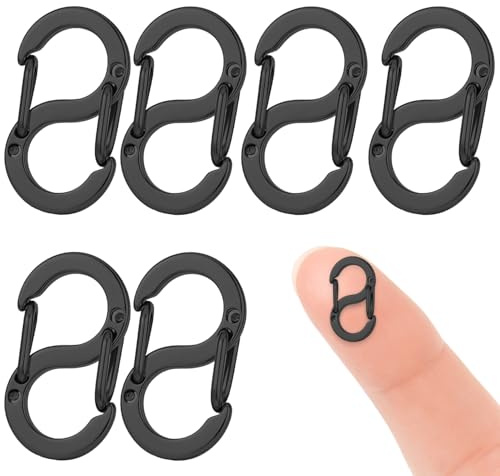 KEJOL 6 Broches de Collar, Cierres Mosquetón de Doble Apertura de Acero Inoxidable, Acortador de Collar, Clips para Pulseras y Conectores para Joyas DIY (Negro)