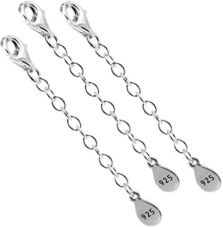 My-Bead 3 piezas cadenas de extensión 5cm con mosquetón de 9mm plata de ley 925 para pulseras y collares DIY