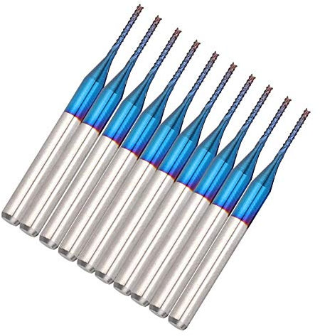 Set di 10 frese in metallo duro Blue Corn Cutter CNC PCB per incisione fresa carving Drill utensili (1,0 mm)