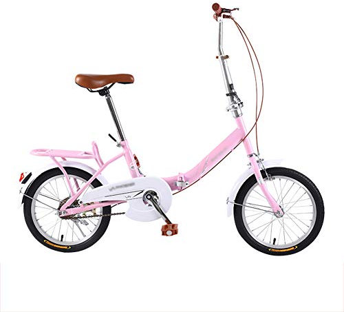 JHNEA 20 Zoll Faltrad Klapprad, Kohlenstoffstahlrahmen Fahrrad Klappfahrrad mit Ständer Gepäckträger Komfortsattel Campingrad Citybike,Pink