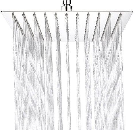Soffione doccia a pioggia 20 x 20 cm, soffione doccia quadrato da 8 pollici di ELBE in acciaio inox 304, ultra piatto, soffione con ugelli anticalcare, facile da pulire..