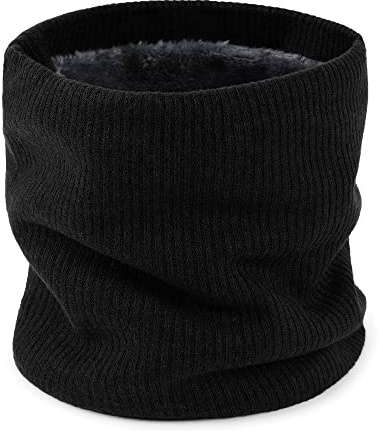 Aiphamy Unisex Fleece Lined Neck Warmer Ski Face Neck Gaiter Winter Infinity Scarf for Women Men (1, Black)
