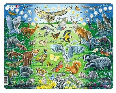 Larsen NB11 Tag und Nacht, Deutsch Ausgabe, Rahmenpuzzle mit 60 Teilen