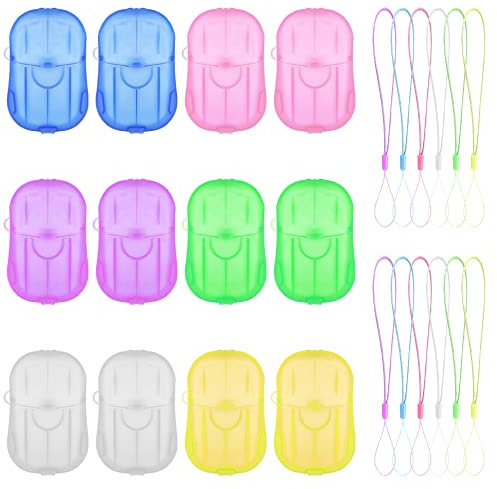Keboyoe 12 Boxen Seifenblätter 240 Blätter Seifenblätter für Unterwegs Soap Paper Seife Papier Seifenblätter Reise Papier Seifenblätter für Küche Toilette Outdoor Travel