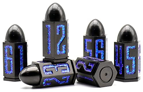HNCCESG Metall W6 Würfel 6 Stück mit Kasten, Kugel Spielwürfel 6-Seitige Würfelset Würfel Set für Dungeons and Dragons, DND, Pathfinder D6 DND Dice Set (Kugel Blau Nummer)