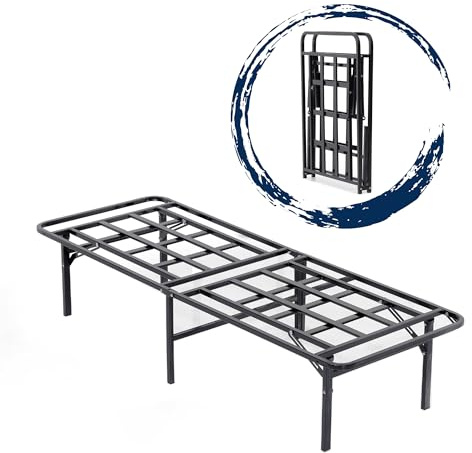 AVENSIS SmartBase 3ft Heavy Duty Foldable Metal Platform Bed Frame Mattress Foundation/Basics, Solid Premium Steel Mesh Base, Under Bed Storage Space, Easy Assembly, 90×190 (Single)