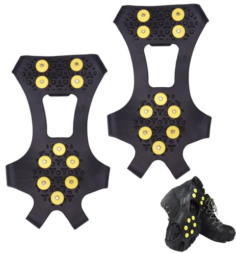 Anti Rutsch Schuhspikes, Steigeisen Schuhspikes, Schuhspikes, Schuhkrallen, Ice Klampen, Spikes Größe 40-44, Steigeisen mit 10 Zähnen für Schnee, Winter Outdoor Sport, Trekking, Klettern Bergsteigen
