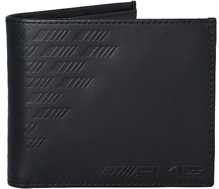 Mercedes-Benz Herren Geldbörse AMG Schwarz Rindleder mit Münzfach und RFID Schutz 12x10cm