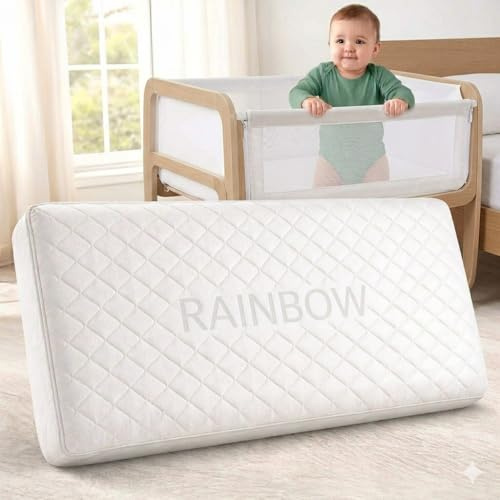 BUY ALL HERE Baby Crib Mattress - With Full Protection, Hypoallergenic, Super Soft, Breathable, Extra Thick Baby Cot Mattress, Waterproof, Removable Washable Cover, Made In UK (80 x 50 x 5 CM)