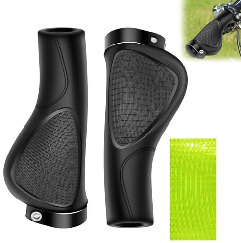 Fahrradgriffe 2 Fahrradgriffe Ergonomisch Fahrradgriffe Mountainbike Geeignet für 22 Mm Lenkerabdeckungen für Fahrräder Mountainbikes Und Rennräder Mit 1 Reflektierenden Aufkleber Schwarz