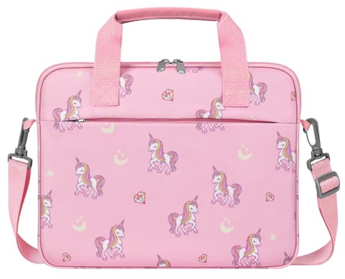 Dadanism Bolsa de Tableta para Niños, Funda Portátil con Asa y Correa para Tablet 12.5 Inch para Fire HD 10 Kids/Fire HD 10 Kids Pro 13th/11th Gen 2023/2021, Unicornio Rosa