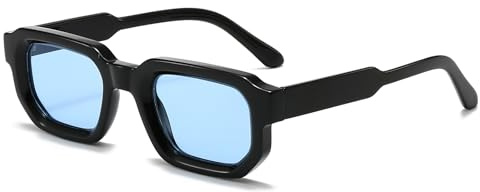 LJCZKA Lunettes de Soleil Rectangulaires pour Femme Homme, Mode Vintage Petites Lunettes de Soleil Monture Carrée Protection UV400