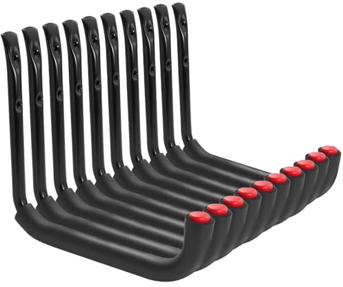 Sinoer Ganci per garage, ganci a muro per garage, ganchi portanti pesanti, supporti a muro, supporti per attrezzi da giardino, per attrezzi da giardino, scale, biciclette, 10 pezzi, 25x23 cm