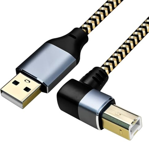 Hanprmeee 0.5M USB 2.0 A Male to B Male Printer Scanner Cable with 480Mbps High Speed Printing, Right Angle, Compatible with Computer, Printer, Scanner, Server, Hard Disk, Copier, All-in-One Machine