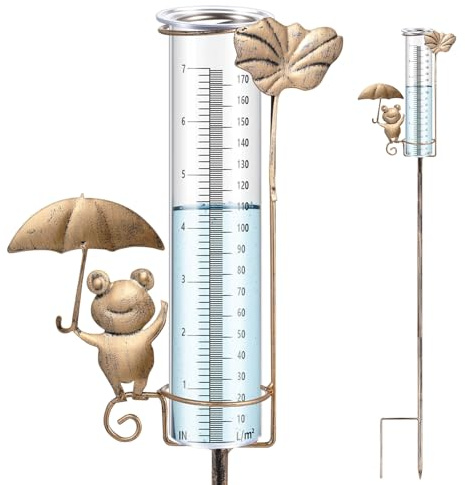 Gulfmew Regenmesser für Garten Gartendeko Regenmesser Frostsicher Geschenk für Gartenliebhaber für Hof Deck Rasen Landschaft und Gartenzubehör(Frosch)