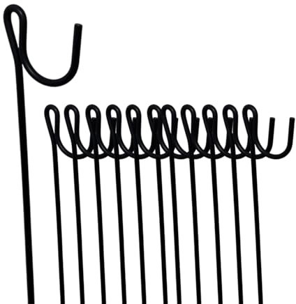Fencing Pin 1.2m Long 5mm Thick Steel Fencing Pins Road Pins Non-Galvanised Black Metal Pins for Temporary Outdoor Garden Decking & Fence Mesh (12 Pack)