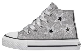 Naturino Sneakers Alte in Tessuto Glitterato, Argento 26