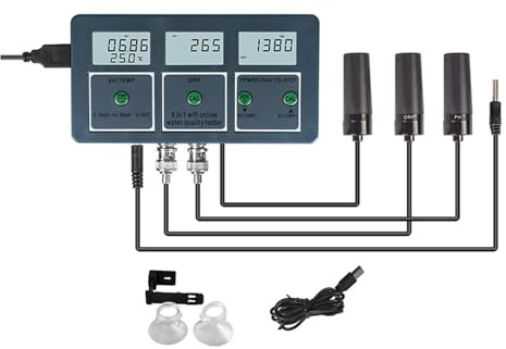 ZGJIAJU Tester dell'Acqua Tester di qualità Del'acqua Tuya WiFi PH/ORP/EC/PPM/CF/umidità/Temperatura Analizzatore Del'acqua for Acquacoltura Piscina(8)