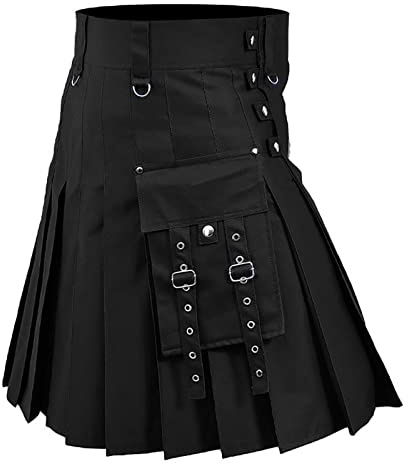 Generico Kilt Tradizionale Scozzese Scozzese da Uomo gonne a Pieghe Vintage Gotico Kilt Vintage Medievale Steampunk Cargo Gonna a Pieghe Utility Punk Quadri gonne Costume di