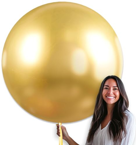 PartyWoo Metallic Gold Balloons 4pcs 36 Inch Extra Large Big Jumbo Giant Chrome Gold Latex Helium Balloons for Graduation Baby Shower Birthday Bachelorette New Year Party Decorations Gold-G101