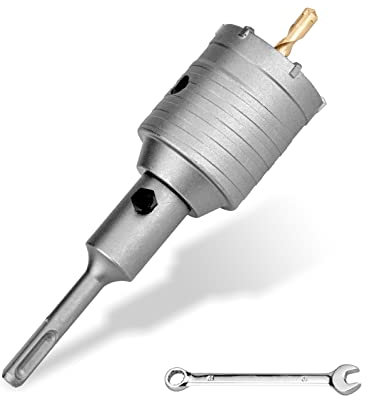 Juego de brocas SDS Plus de 55 mm, rosca M22 SDS Plus, adaptador de 120 mm y broca de centrado de 8x110 mm, sierra perforadora de pared para mampostería, piedras naturales, hormigón, mármol (55 mm)