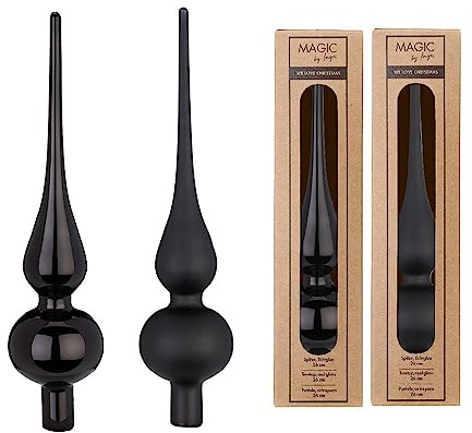 Inge-glas Punta per albero di Natale, 26 cm x 1 pezzo, opaco o lucido, nero ebany nero, oro