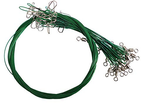 Amur Leopard Angelvorfächer Fisch Stahlvorfach Set mit Wirbel und Karabiner Inhalt 20 Stück (70cm / 30kg)