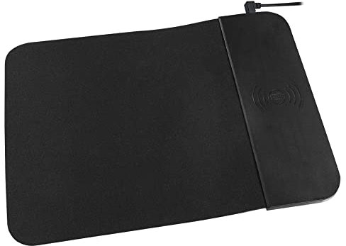 MaxTrack Alfombrilla de ratón inalámbrica MP10L con Cargador Qi, Alfombrilla de ratón con Base de Carga inductiva, Carga inalámbrica para teléfonos móviles, Alfombrilla de ratón Hecha de una cómoda