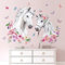 decalmile Wandtattoo Pferdekopf mit Blumen Wandaufkleber Pferde Mädchen Groß Blüten Rosa Wandsticker Schlafzimmer Wohnzimmer Kinderzimmer Wanddeko
