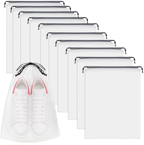 RobLuX 24 Piezas Bolsa de Zapatos de Viaje con Cordón a Prueba de Polvo Bolsa de Almacenamiento portátil Transparente con Ventanas Transparentes para Hombres y Mujeres(40 * 30cm)